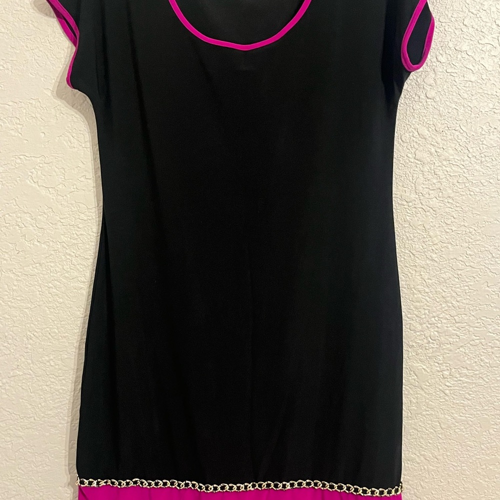 MSK Black Dress with Pink Trim